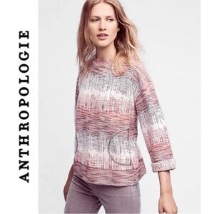 Anthropologie Postmark Etched Sunset Pullover Top Sz XS Pockets Art to Wear